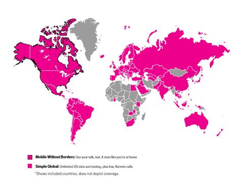 T mobile worldwide coverage map - Dec 12, 2023 · Here's a look at the international roaming perks you can get with your T-Mobile plan: Magenta Max: Unlimited texting, calling at $0.25/minute, and 5GB of high-speed data in over 215 countries*. Magenta: Unlimited texting, calling at $0.25/minute, and 5GB of high-speed data in 11 countries*. Essentials: Unlimited texting and calling at $0.25 ... 